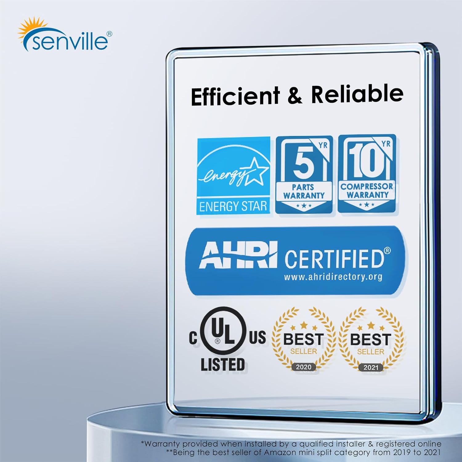 Senville AURA Series Mini Split Air Conditioner Inverter Heat Pump, 24000 BTU, Works with Alexa, Energy Star, White