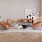 Couch Sets - Modern Curved Sectional Sofa Set with Chair, Stylish Sectional Couches with Coffee Table for Living Room, Office, Lounge, and Reception Areas (Orange Sofa-2 Sofa Chair, 78IN)