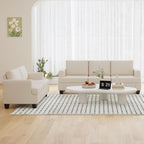 Furnimart Deep Seat Sectional Sofa Set, Modern 3 Seater Couch and Loveseat Sets, Cream Couches Set of 2 for Living Room, Comfy Fluffy Couch with Removable Sofa Cover, Beige Linen