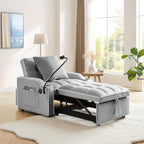 Convertible Single Sleeper Chair Bed,3 in 1 Velvet Futon Sleeper Sofa Bed with Phone Holder&USB Ports,Pull Out Couch Bed,Adjustable Recliner Armchair bed for Living Room,Office,Small Places(Grey)