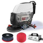 Automatic Walk-Behind Commercial Floor Scrubber, 22" Brush, 33" Squeegee, Lithium Battery, 17 Gal, 27,000 sqft/h, Commercial Hard Floor Cleaning Machines for Tile, Hardwood, Concrete, Vinyl