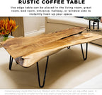 Wood Coffee Table - Live Edge Coffee Table - Natural Wooden Coffee Tables for Living Room