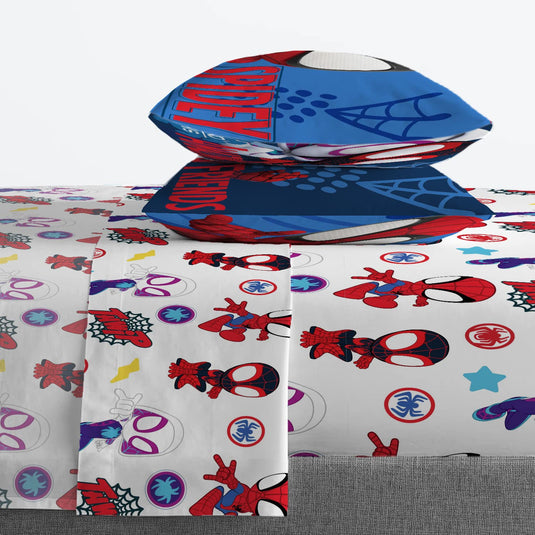 Jay Franco Marvel Spidey and His Amazing Friends Team Spidey Twin Size Sheet Set - 3 Piece Set Super Soft and Cozy Kid’s Bedding - Fade Resistant Microfiber Sheets (Official Marvel Product)