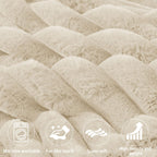 Rycwola hovedgærde pude i imiteret pels med 2 stk nakkepuder stor hovedgærde pude blød og støttende med aftageligt betræk (Beige, Queen)