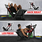 RitFit Leg Press Hack Squat Machine, Professional Adjustable Leg Press Machine for Home Gym with Linear Bearing, Specialty Hack Squat Machine for Full Lower Body Workout with Weight Storage Posts, Red