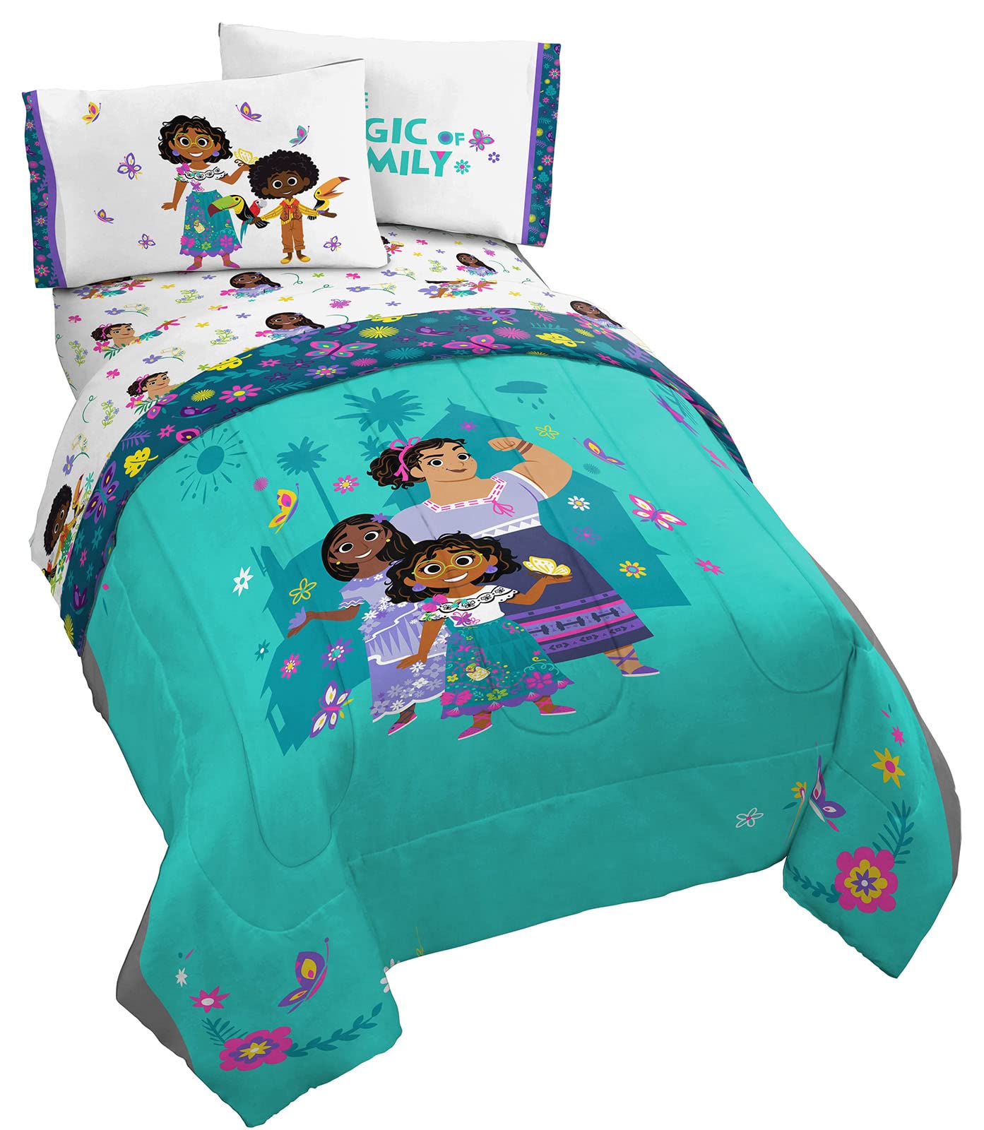 Jay Franco Disney Lilo & Stitch Paradise Dream 5 Piece Twin Bed Set - Includes Reversible Comforter & Sheet Set Bedding - Super Soft Fade Resistant Microfiber (Official Disney Product)