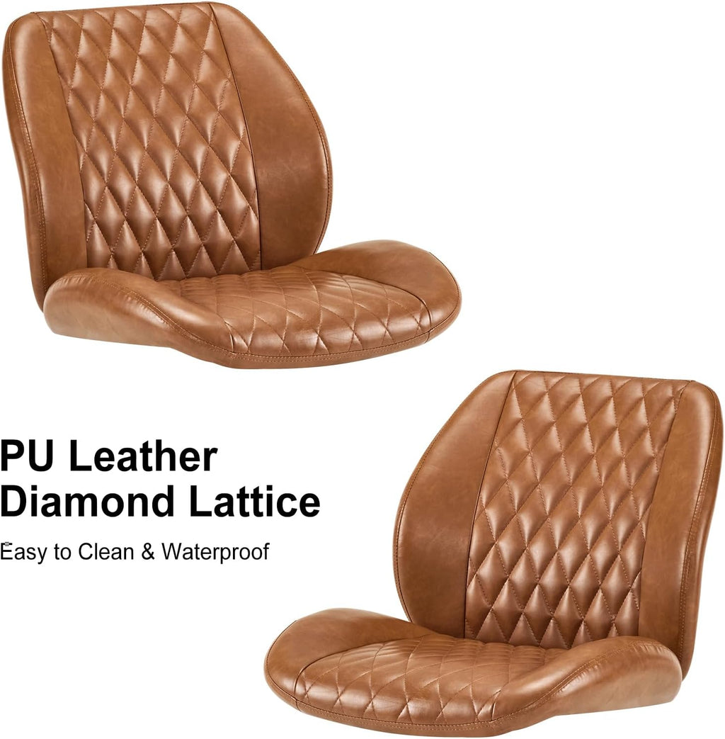 YFO Home Office Desk Chair Office Rubber Casters Ergonomic Computer Chair with Lumbar Support Adjustable Height Rolling Swivel Executive Task Armrests Chair， Brown Leather