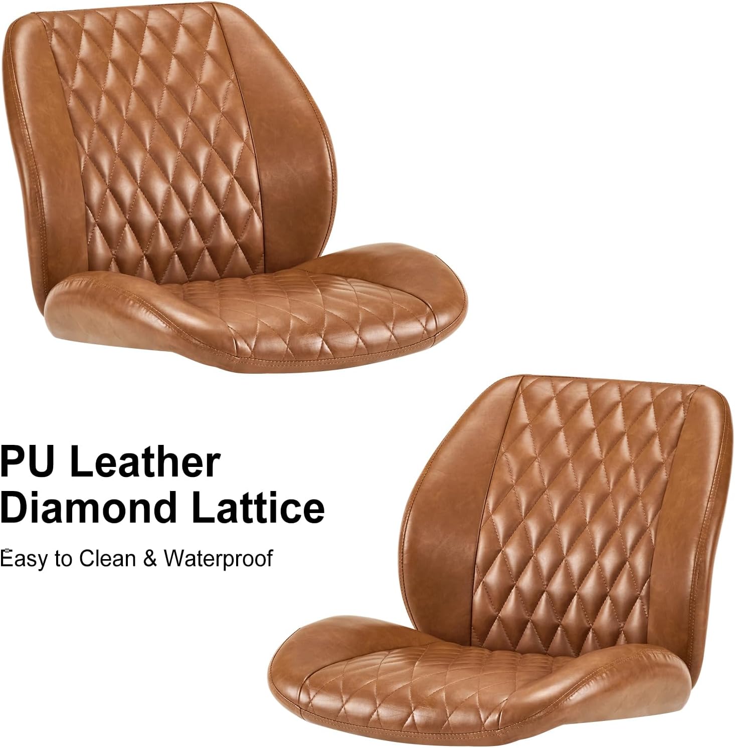 YFO Home Office Desk Chair Office Rubber Casters Ergonomic Computer Chair with Lumbar Support Adjustable Height Rolling Swivel Executive Task Armrests Chair， Brown Leather