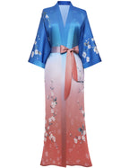 PRODESIGN Kimono Robe for Women - Long Satin Sleepwear Silky Kimono Cover-Up Nightgown Japanese Bathrobe Loungewear Blouse