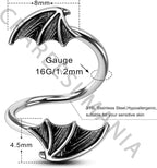 CM Crareesi Mania Bat Twist Helix Earrings 316L Stainless Steel Spiral Barbell 16G Helix Piercing Jewelry for Halloween Conch Tragus Piercing Jewelry
