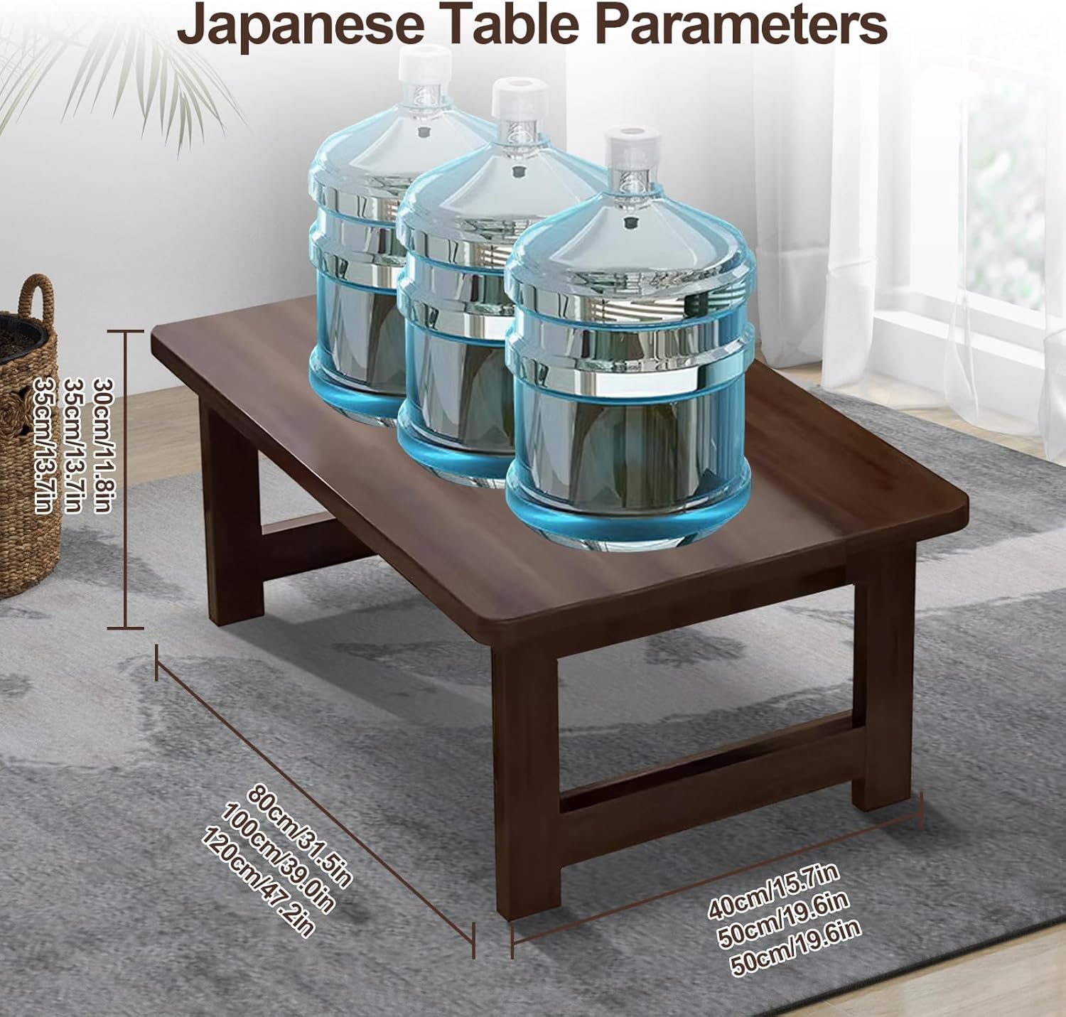 Japanese Floor Sitting Table, Folding Wood Tea Table Chabudai Japanese Coffee Table Low Table for Living Room Home Tatami Office (A 31.5 * 15.7 * 11.8 INCH)