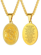 U7 St. Michael Necklace for Men Women Stainless Steel/18K Gold Plated Biblical Archangel Medal Round/Oval/Shield Patron Saint Christopher/Michael Pendant with 22" Box Chain