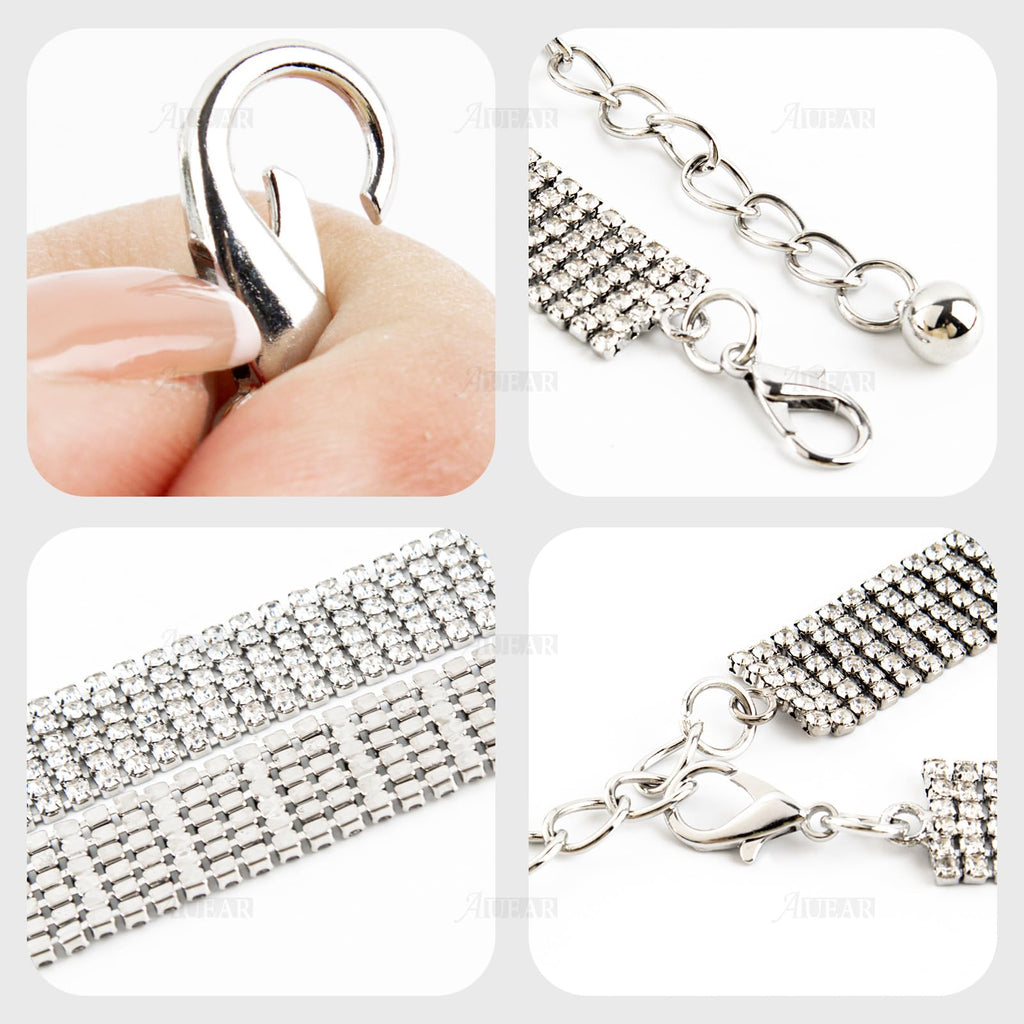 AUEAR, Women's Rhinestone Belt Shiny Crystal Diamond Waist Fashion Silver Buckle