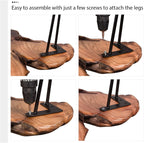 Handcrafted Edge Coffee Table | Natural Wood with Unique Organic Shape | Metal Hairpin Legs for Living Room, Side Table & Boho Decor​