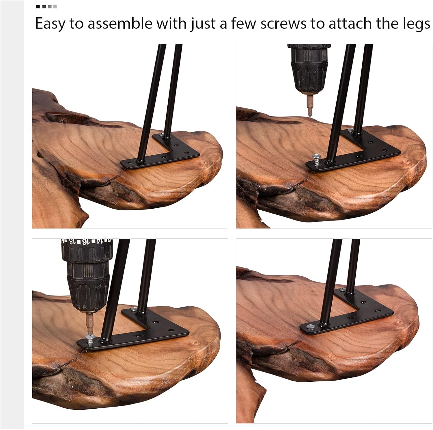 Handcrafted Edge Coffee Table | Natural Wood with Unique Organic Shape | Metal Hairpin Legs for Living Room, Side Table & Boho Decor​