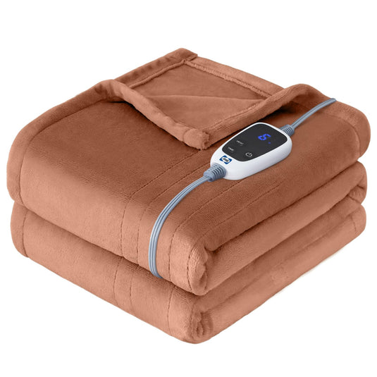 SEALY Electric Blanket Throw, Flannel Heated Blanket with 6 Heat Settings & 2-10 Hours Auto Shut Off, Fast Heating & Machine Washable for Home Office Use, 50x60 Inch, Light Grey