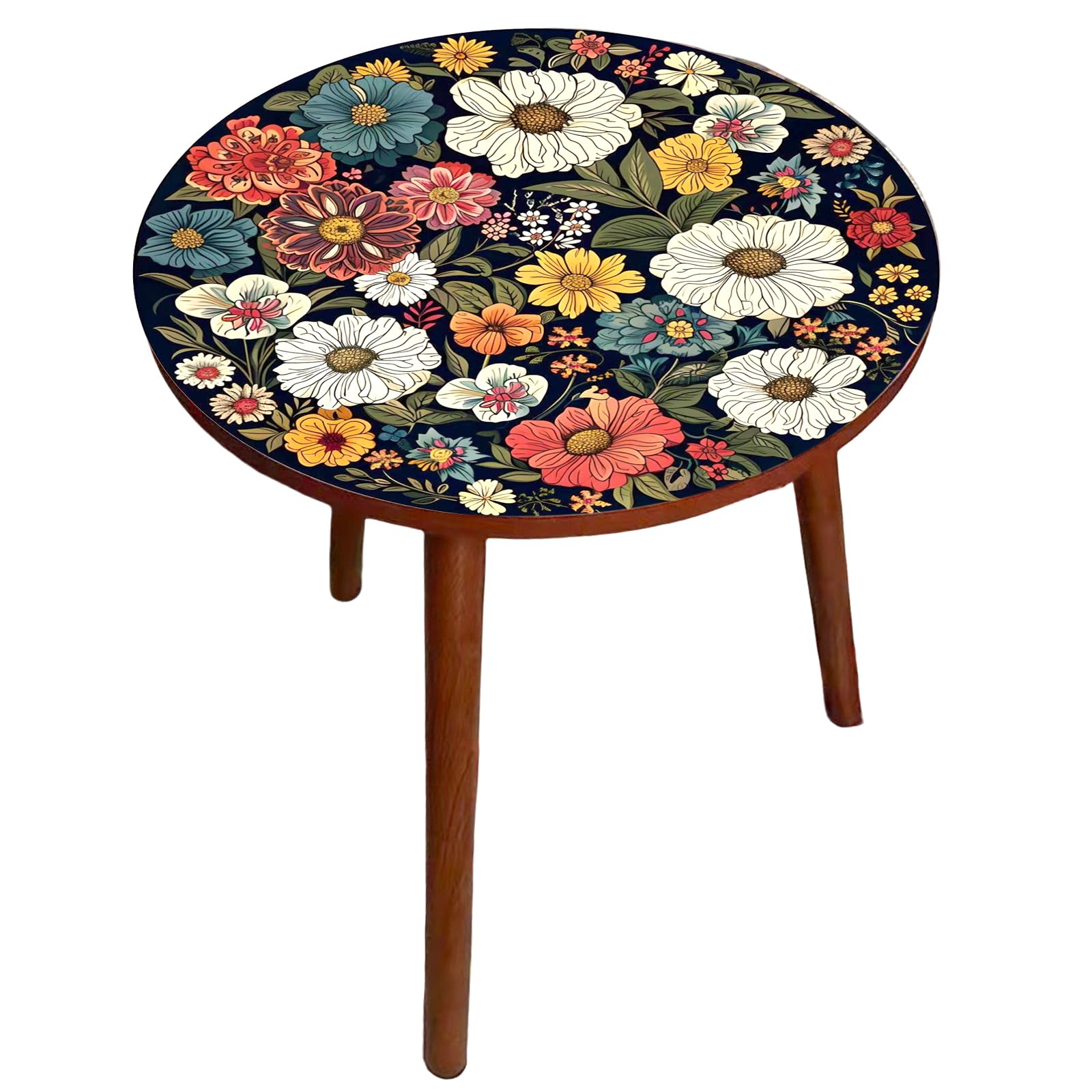 Round End Table, Small Round Drink SideTable, 3 Legged Living Room End Tables, Mid Century Modern Small Coffee Table for Bedroom Balcony Living Room (15.75" D x 18.5" H)