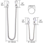 Wisdompro Wallet Chain, 2 Pack (8 and 16 Inch) Heavy Duty Pocket Keychain with Both Ends Lobster Clasps and Extra 2 Rings for Keys, Wallet, Jeans, Pants, Belt Loop, Purse and Handbag - Silver