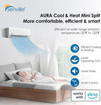 Senville AURA Series Mini Split Air Conditioner Inverter Heat Pump, 24000 BTU, Works with Alexa, Energy Star, White