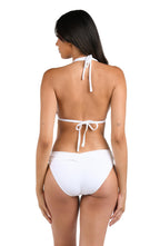 Haut de maillot de bain bikini à nouer au cou avec fronces Island Goddess standard pour femme La Blanca, blanc, 10