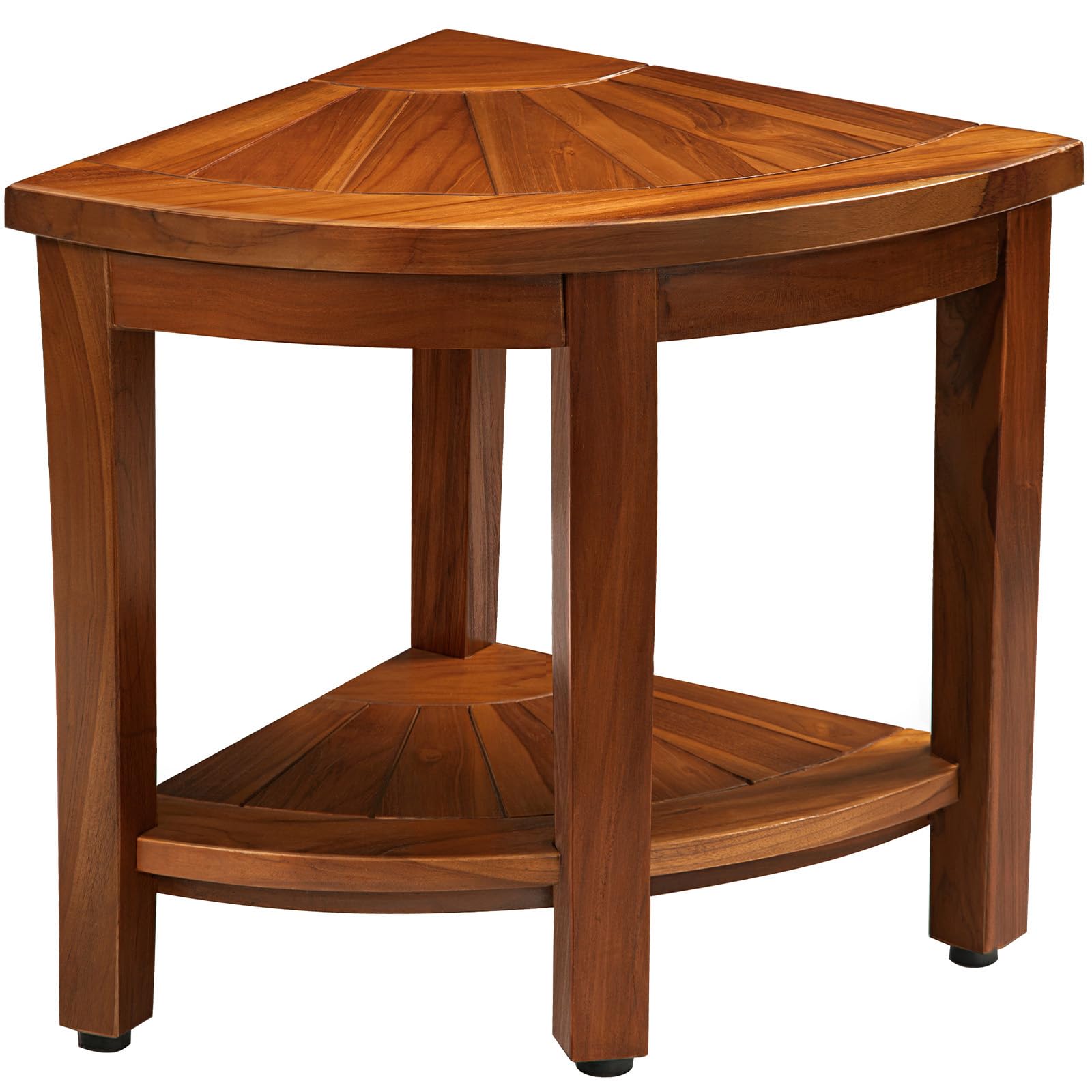 TEAKMAMA Teak Corner Shower Bench 18” Shower Stools for Inside Shower, Teak Corner Bench Waterproof Bath Chair, Bathroom Seat with Storage Shelf, Assembly Required