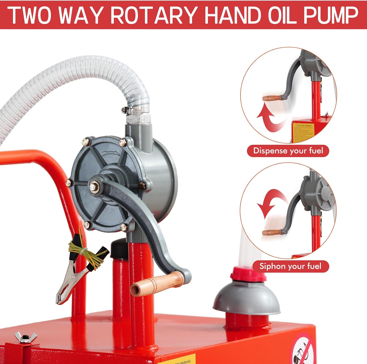 50 Gallon Fuel Caddy, Portable Fuel Caddy with Manual Pump - Heavy Duty Gas & Diesel Storage Tank on 4 Wheels, for Gasoline/Diesel Transfer to Cars, Trucks, ATVs, Boats, Lawn Mowers & Equipment
