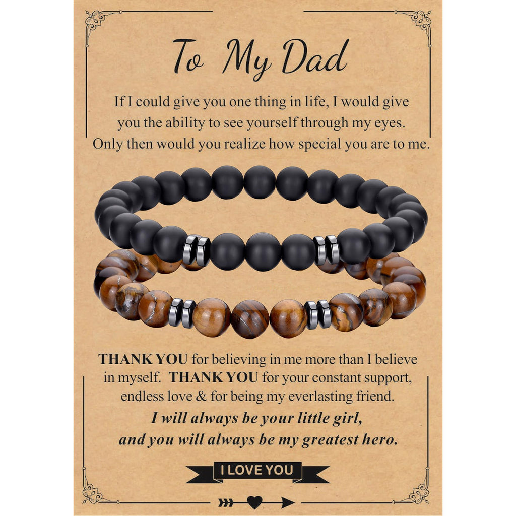 RANKEEF Tiger Eye Bracelet For Men 8MM Natural Stone Stretch Adjustable Black Crystal Beaded Bracelet for Men Women Gifts