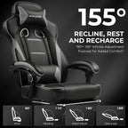 GTPLAYER Gaming Chair with Footrest, Big and Tall Computer Game Chair 350lb Racing Style, Ergonomic High Back Lumbar Support and Recliner, Moon Gray