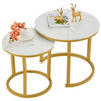 Hoctieon Nesting Coffee Tables, Round Nesting Tables Set of 2, End Tables, Stacking Nesting Tables for Living Room, Circle Coffee Tables, Side Tables Wooden Table Top, Rustic Brown