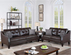 Poundex Faux Leather 2-Piece Set with Accent Pillows Sofas, Dark Brown