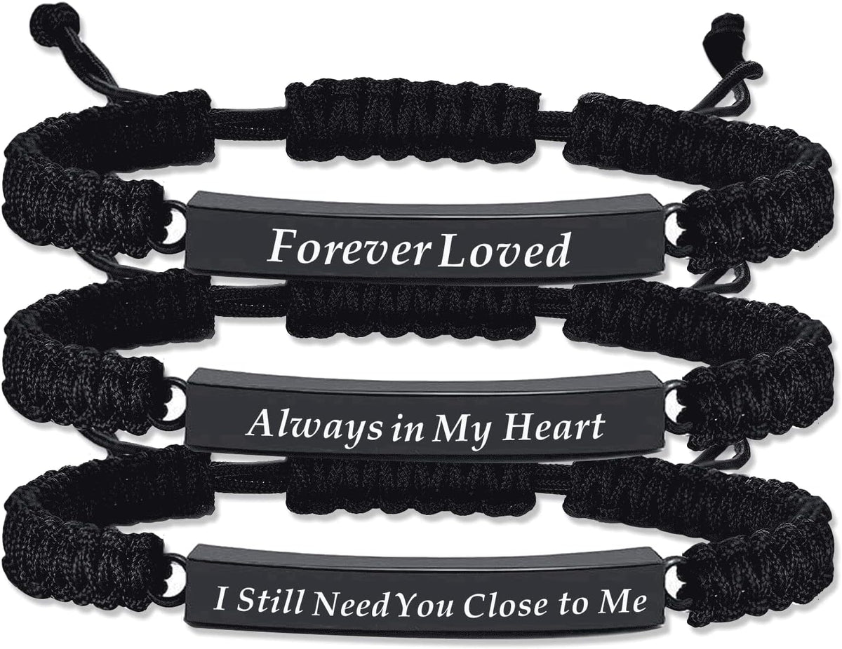 RIPFEVURN 3 Pack Cremation Jewelry Urn Bracelet for Ashes for Women Men Adjustable Memorial Keepsake Bangle Rope Braided Bracelet