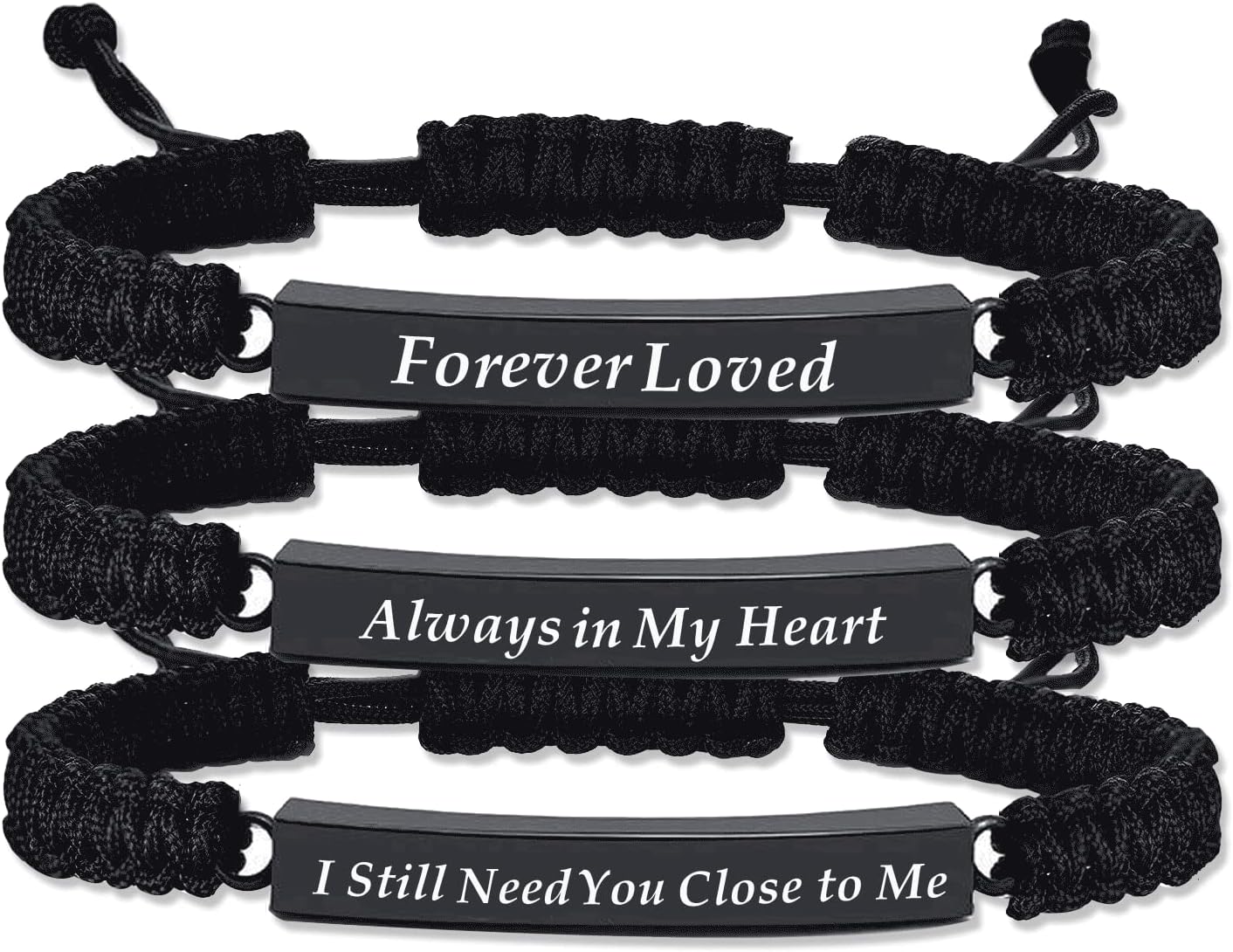 RIPFEVURN 3 Pack Cremation Jewelry Urn Bracelet for Ashes for Women Men Adjustable Memorial Keepsake Bangle Rope Braided Bracelet