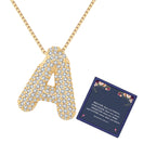 DIOWUS Bubble Letter Halskette Gold für Frauen, Charm Ballon Anfangsbuchstabe Anhänger mit Zirkonia besetzte Halsketten Modegeschenke Schmuck (Bubble Letter-A)