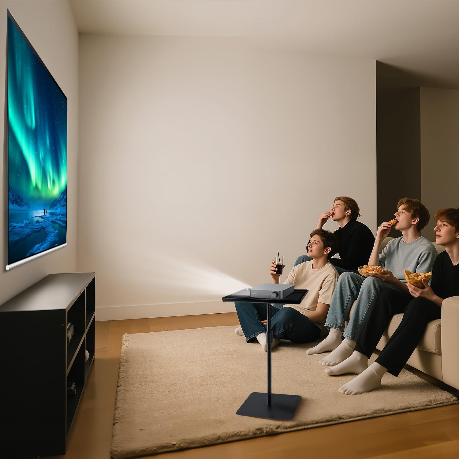 Metal Sofa Side Table,Height Adjustable Tall Side Couch Tables,Small TV Tray Table for Small Spaces with Matte Black Tray,Square Drink Coffee Tables for Bedroom,Black