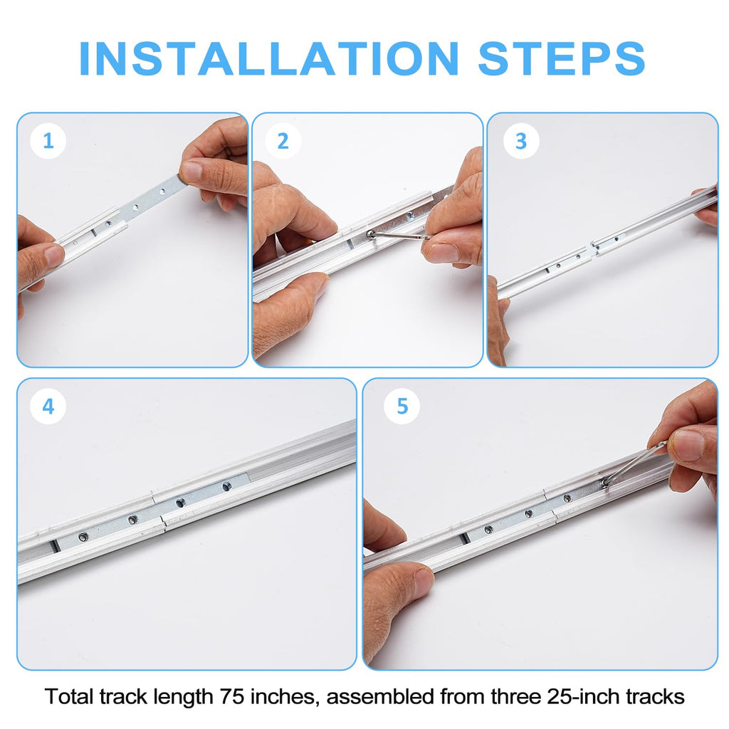 LCGAOYA Aluminium Sliding Screen Door Track, Sliding Door Bottom Track, Sliding Door Track Replacement, Screen Door Track Repair, Terrace Screen Door Guide- Silvery Aluminium Alloy 75 Inch