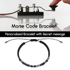 KDQUEERY 2 PCS Morse Code Bracelets for Women Men, I Love You String Adjustable Matching Bracelets Gifts for Couples Mom Daughter Best Friend Inspirational bracelets with Black Hematite Beads