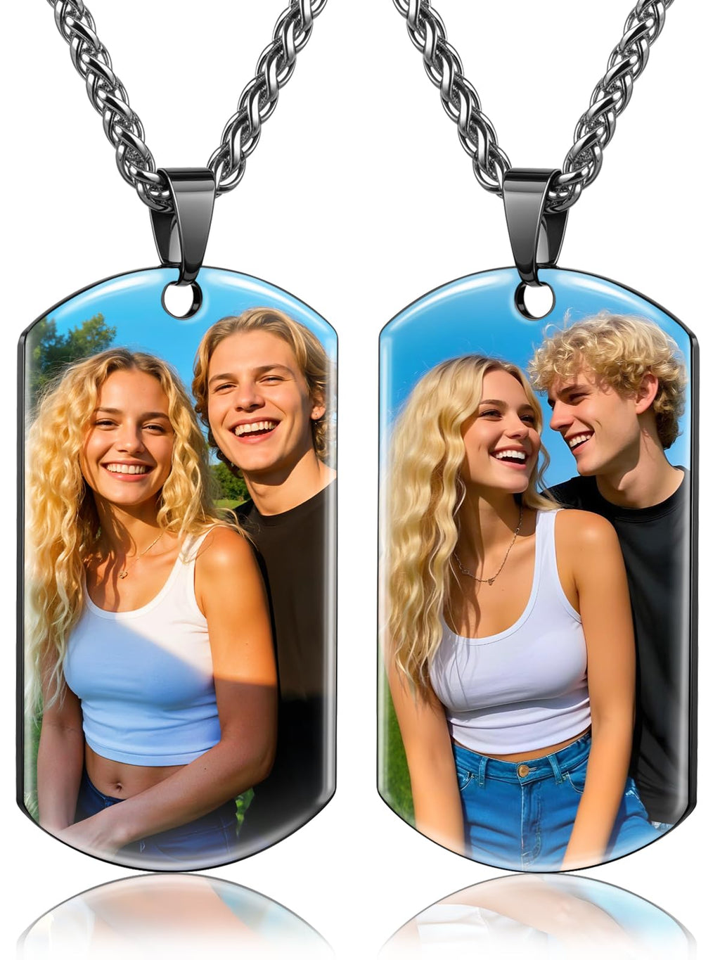 Picture Necklace Personalized Photo, Custom Necklace for Men Customized Engraved Necklace with Photo Text Memorial Gifts for Women Dad Mom