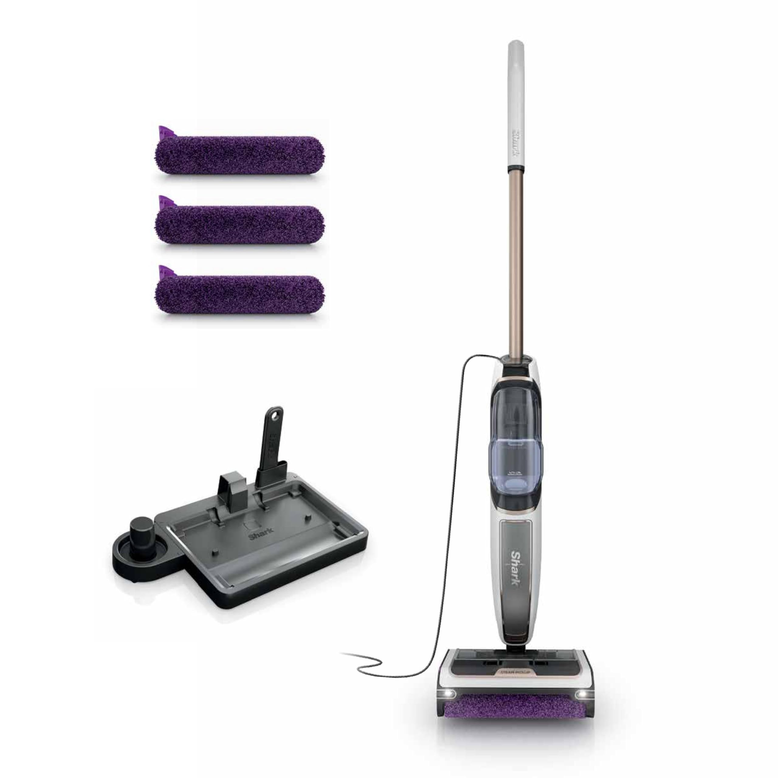 Shark Steam & Scrub Steam Mop, All-in-One Scrubbing and Sanitizing Hard Floor Cleaner, LED Headlights, 4 Dirt Grip Soft Scrub Pads Included, XL Water Tank, Swivel Steering, Hawaiian Grey, S8001