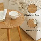 AWASEN Round Side Table, Small End Table for Living Room, Modern Accent Coffee Side Table with Solid Wood Legs for Small Space, Easy Assembly, Brown