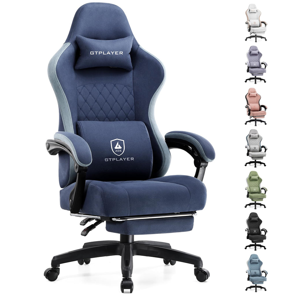 GTPLAYER Gaming Chair, Computer Office Chair with Pocket Spring Cushion, Linkage Armrests and Footrest, High Back Ergonomic Computer Chair with Lumbar Support Task Chair with Footrest(Black)