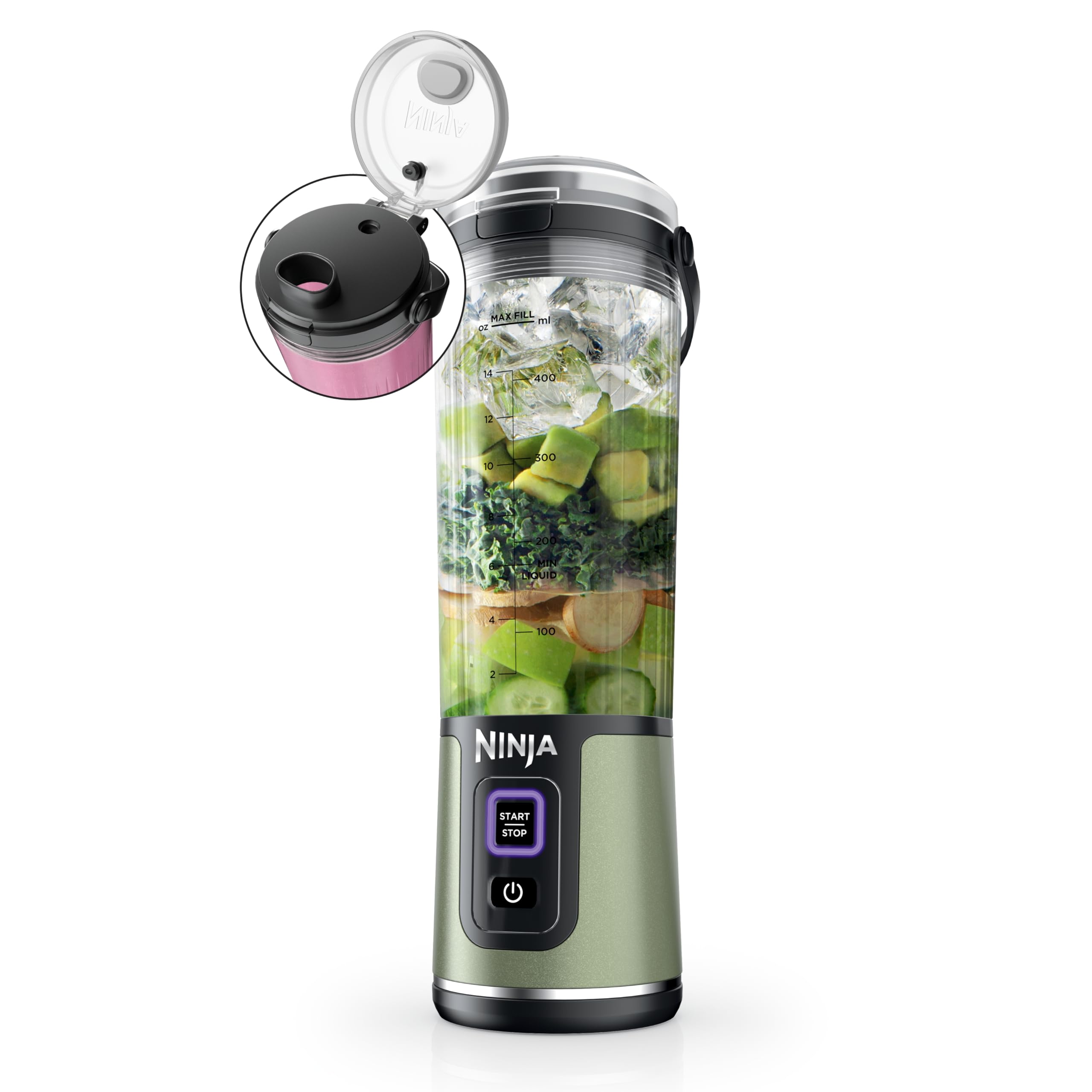 Ninja Blast Portable Blender, Cordless, 18oz. Vessel, Personal Blender For-Shakes and Smoothies, BPA Free, Leakproof-Lid and Sip Spout, USB-C Rechargeable, Dishwasher Safe Parts, Tinted Aqua, BC151AQ
