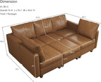 EASE MOOSE Faux Leather Sectional Modular Sleeper Sofa Sectional Sofa Bed with Storage, Faux Leather Modular Sofa Sectional Couch Brown