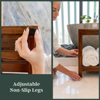 Teak Wood Shower Bench - 30 Inch Fully Assembled Bench with Shelf | Water Resistant, Non-Slip Adjustable Feet for Inside Shower