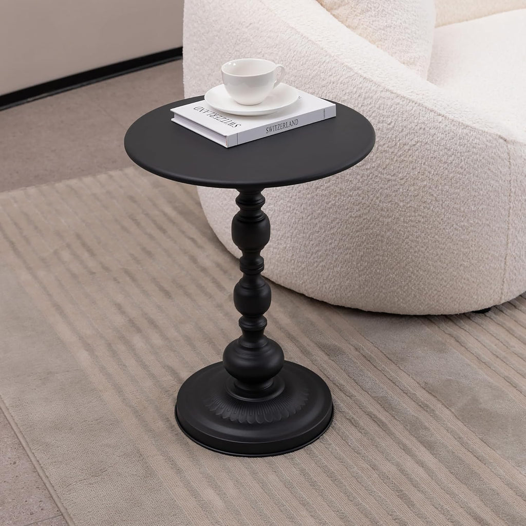 Pedestal Side Table, Small Drink Tables Pedestal Stand, Black Square Mini End Table, Cocktail Martini Coffee Tables, Tiny Side Table for Living Room,Small Spaces,Sofa,Couch