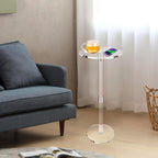 Acrylic Drink Table for Small Space 10" L x 10" W x 21.3" H Clear Side Table Round End Table Coffee Table Living Room Balcony Bedroom Bathroom Bar Easy Assembly