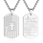 DuoDiner Graduation Gifts-American Dog Tag Necklace Bible Verse Pendant, First Communion Baptism Confirmation Religious Graduation Gifts for Him Boys Men Kids Teens Dad