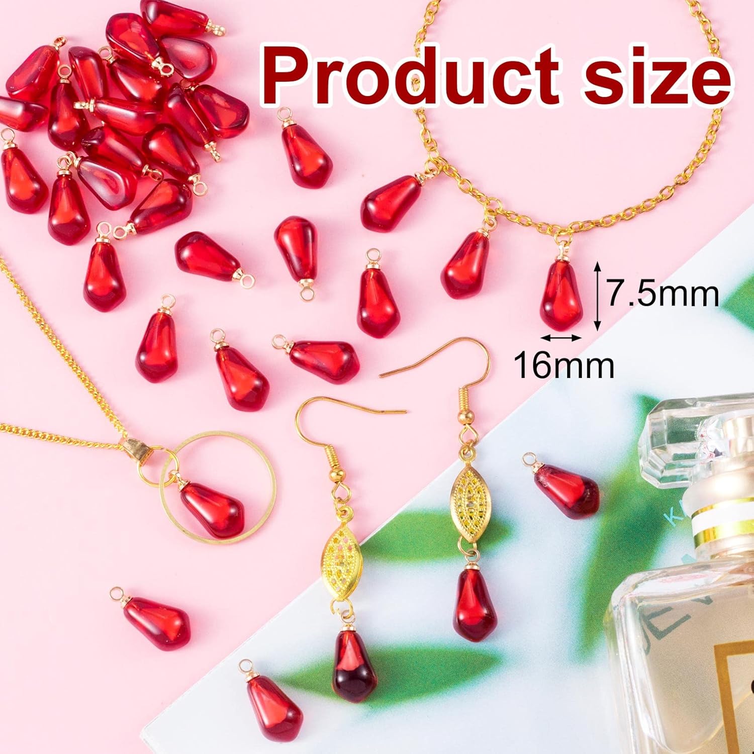 PAGOW 20Pcs Pomegranate Charm for Jewelry Making, Pomegranate Seed Resin Pendants for DIY Necklace Earrings Bracelet Supplies