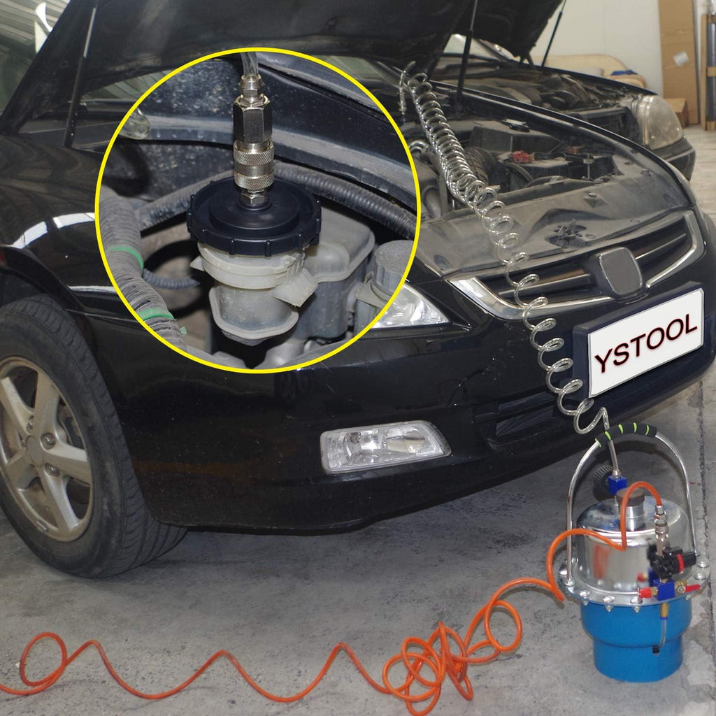 YSTOOL Brake Bleeder Kit Pneumatic Pressure Brake Clutch Fluid Bleeding Tool Set with Master Cylinder Adatpers Air Power Pressurized Oil Change Bleeder Machine and Waste Oil Collection Bottle (Red)