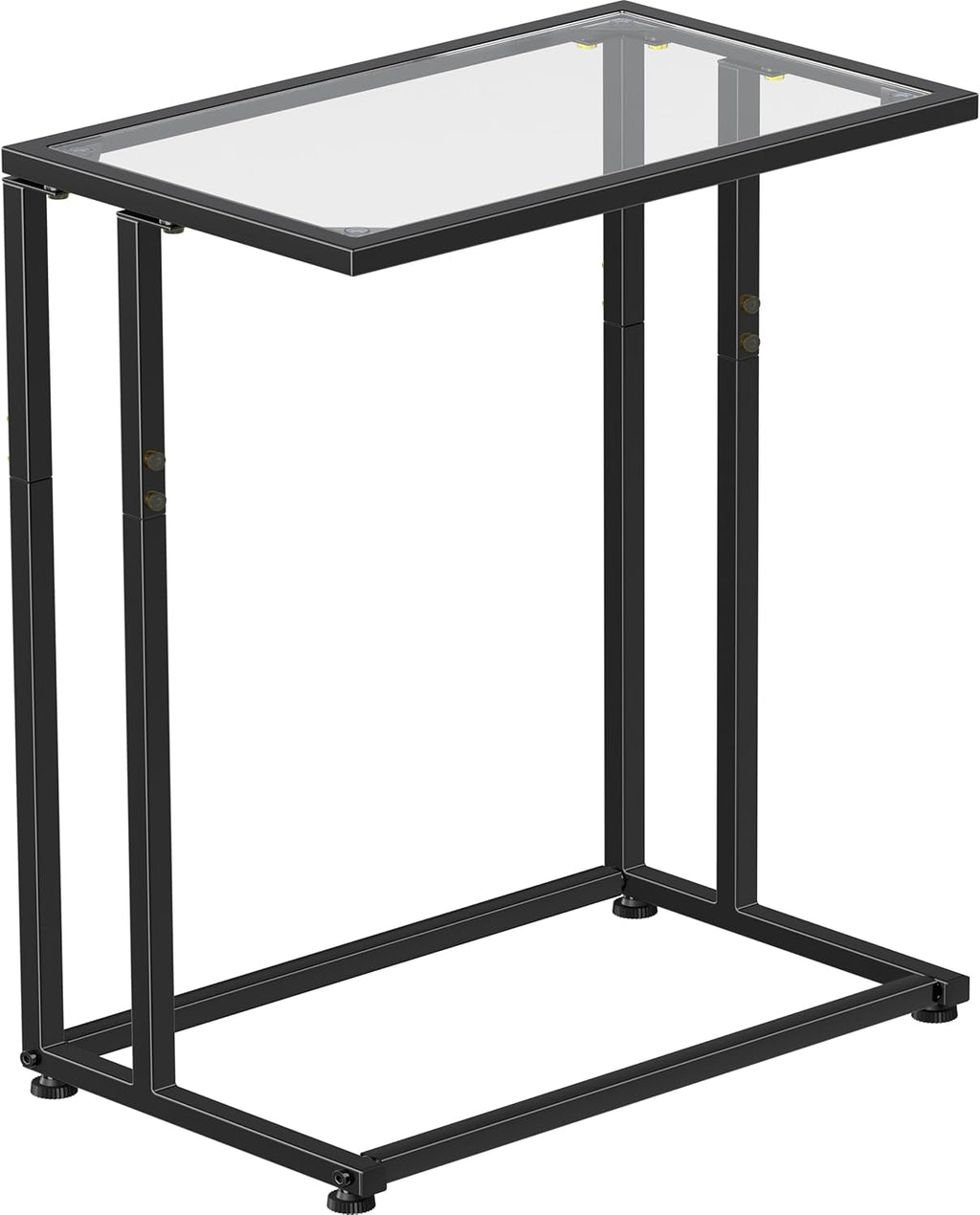 Simple Trending C Table Tempered Glass End Table, Couch Side Table, Snack Sidetable with Metal Frame, TV Tray Table for Small Space, Sofa Couch and Bed Side Table, Black