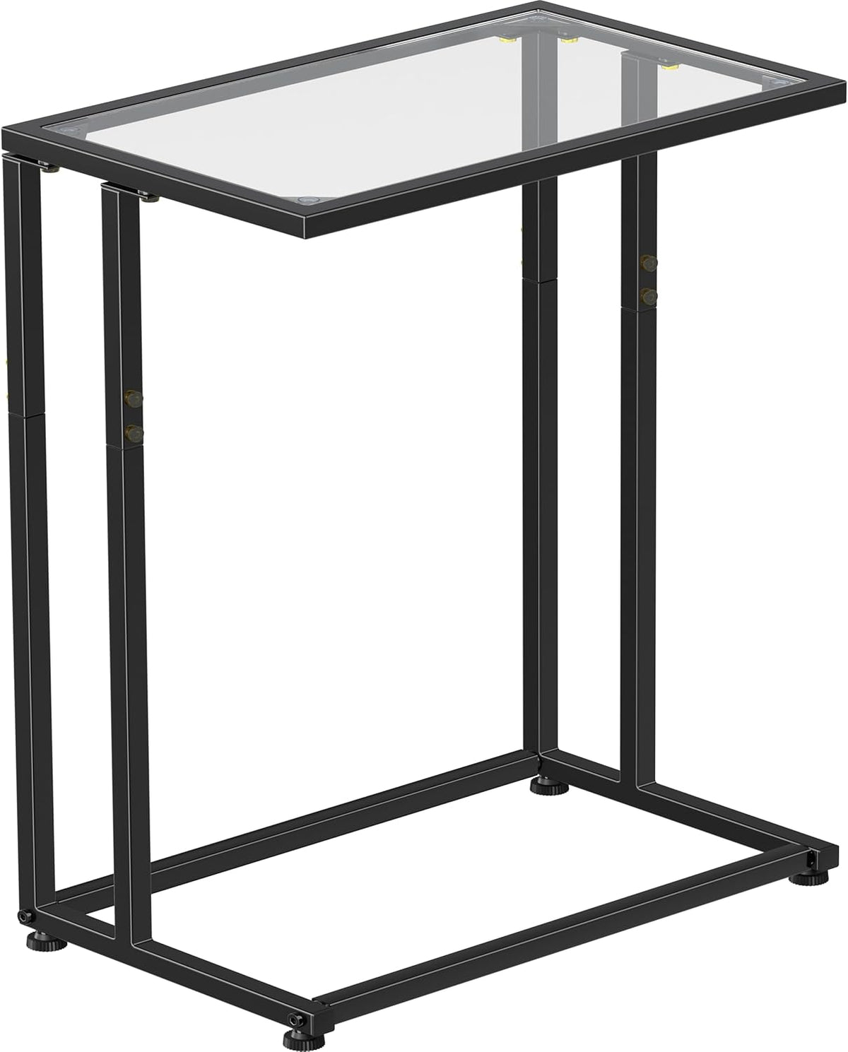 Simple Trending C Table Tempered Glass End Table, Couch Side Table, Snack Sidetable with Metal Frame, TV Tray Table for Small Space, Sofa Couch and Bed Side Table, Black